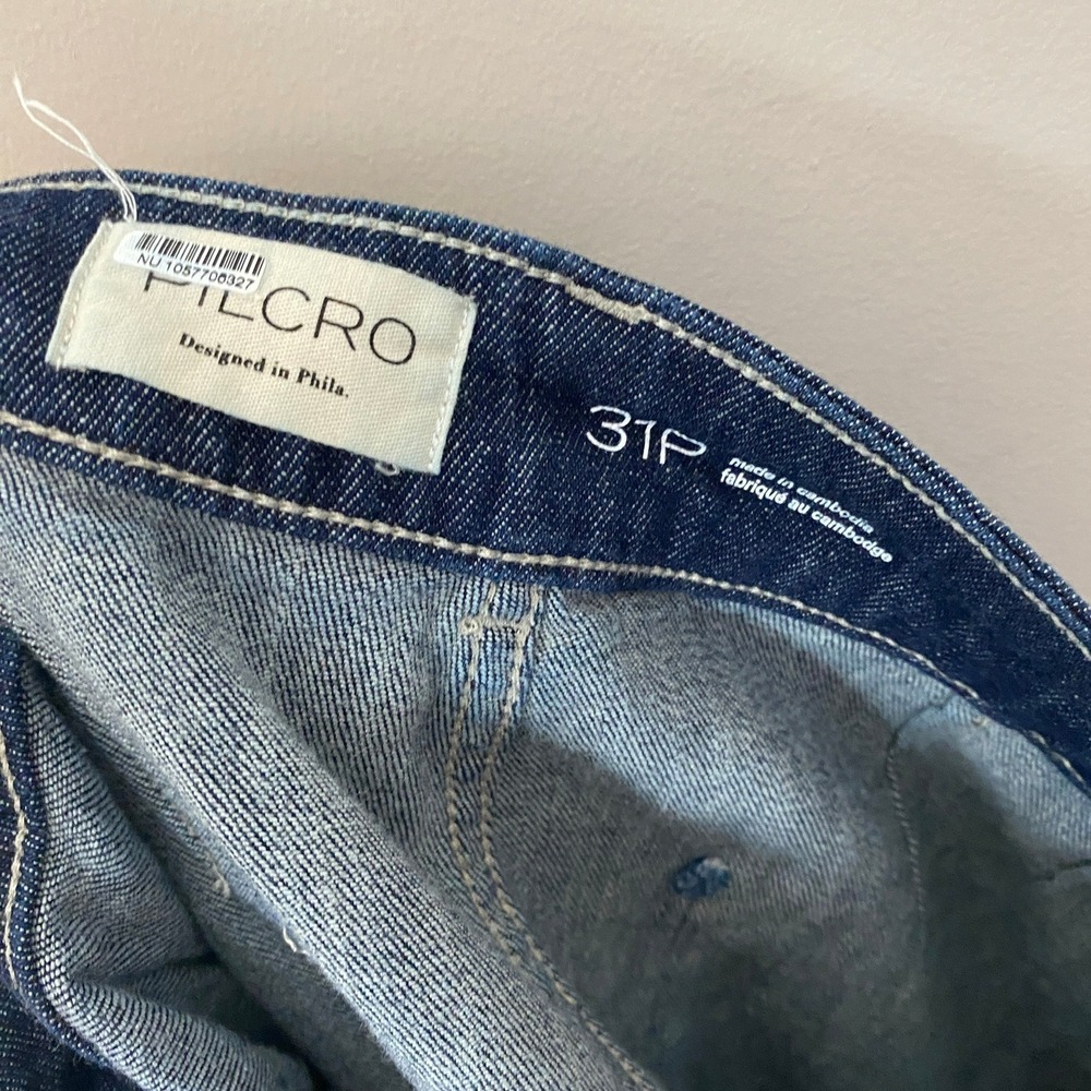 Pilcro Seamed Sport Low Rise Cargo Jeans Dark Wash Jogger Style Women's Size 31P - Picture 7 of 9